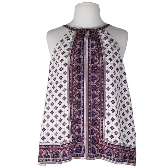 Joie Women's Medium Multicolor White Tank Top Sleeveless Silk Paisley Blouse - Picture 6 of 6